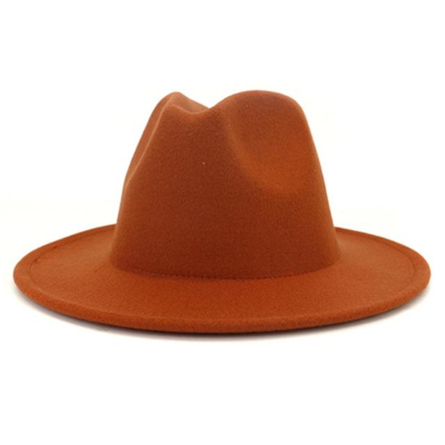 Women'S Black Elegant Wide Brim Fedora Flat Panama Hat Cap Wide Brim Autumn Hat Elegant Imitation Wool Camel Winter Caps