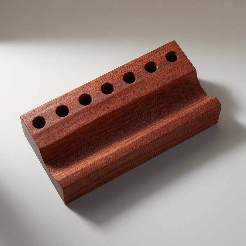 Wood Pen Stand Recessed Channel Wooden Pen Display Stand Desk Accessory Minimalist Space-Saving
