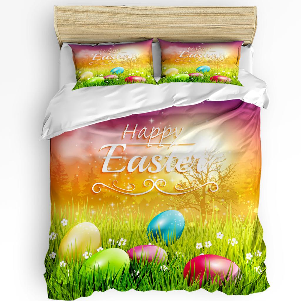 3pcs Bedding Set Easter Bunny Eggs Holiday Animal Home Textile Duvet Cover Pillow Case Boy Kid Teen Girl Bedding Covers Set