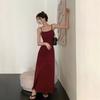 Woman Spring Summer Style Bodycon Dress Female Sexy Sleeveless Spaghetti Strap Split Sheath Dress