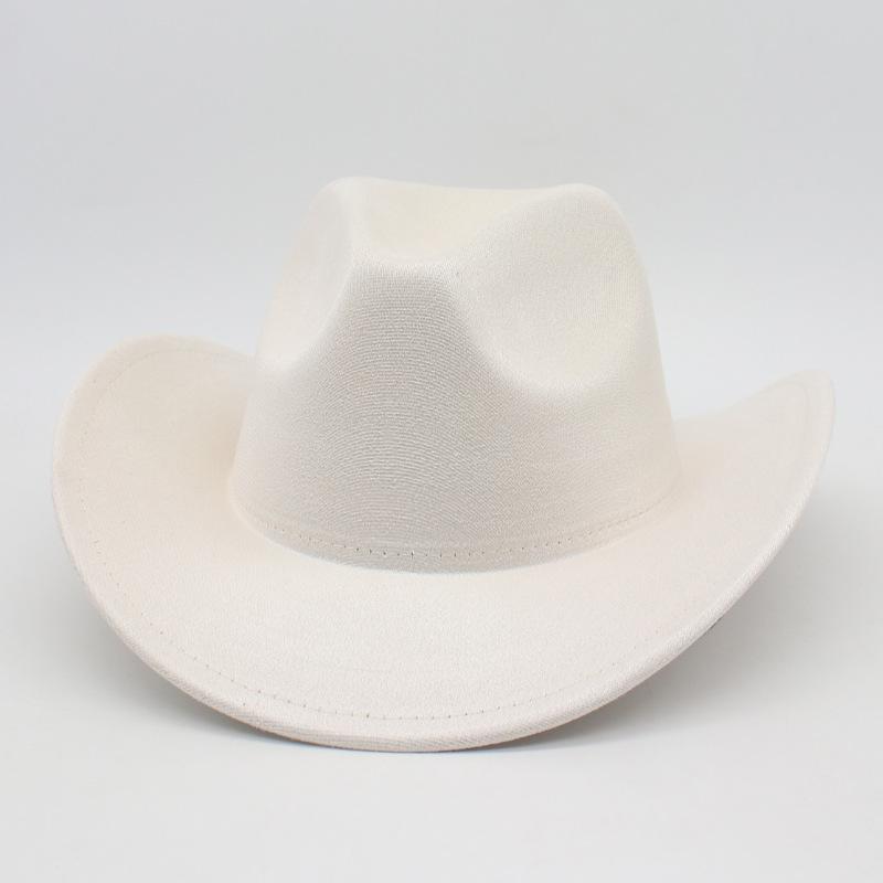 Top Hat New Amazon Hot-Selling Western Denim Curled Brim Concave Convex Top Retro Riding Hat Men'S And Women'S Woolen Felt Hat