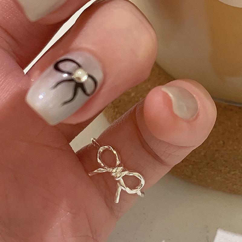 Bowknot Ring for Women Hollow Out Extremely Fine Korean Sweet Romantic Jewelry Gift Dropshipping