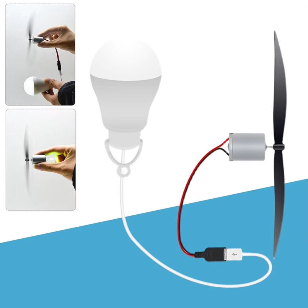 USB Light Bulb Power Energy Generator Educational Wind Generator Kit Science Experiment