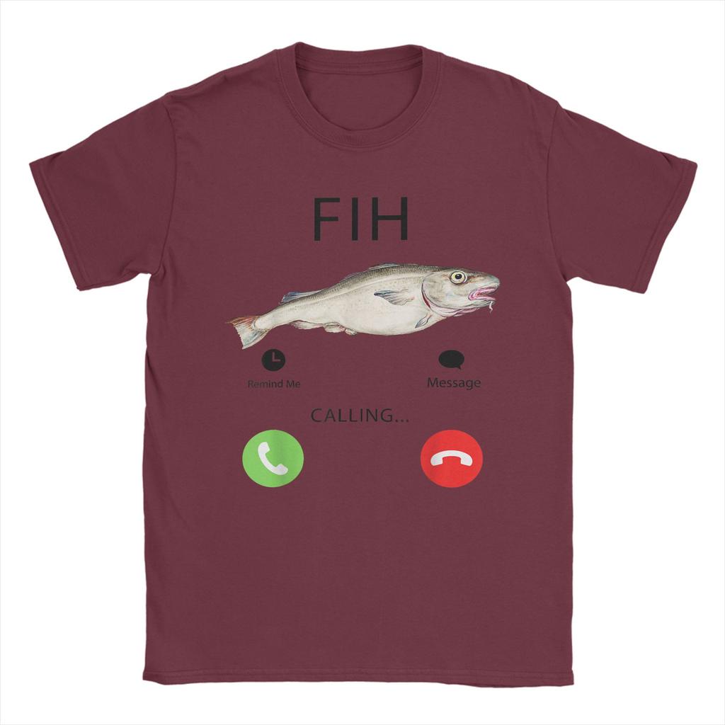Fish Calling Funny Misspelled Fish Meme Message Fih TShirts for Men 100 Cotton Tees O Neck Short Sleeve T Shirts Clothing