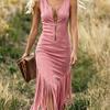 Women Retro Western Cowgirl Sleeveless Slim Fit Fringe Hem Irregular Midi Dress