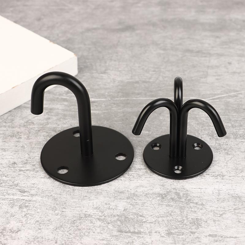 4Pcs Black Stainless Steel Top Hook Wall Bag Ceiling Fan Lamp Roof Fan U-Shaped Hooks