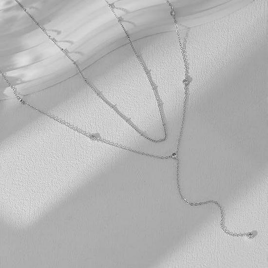 Bohemian Rhinestone Pendant Y-Shaped Clavicle Necklace with Tassels for Women