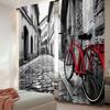 2Pcs Bicycle Curtain Vintage Look Classic Bike On Cobblestone Street In Italian Town Leisure Retro Effect Tones For Bedroom