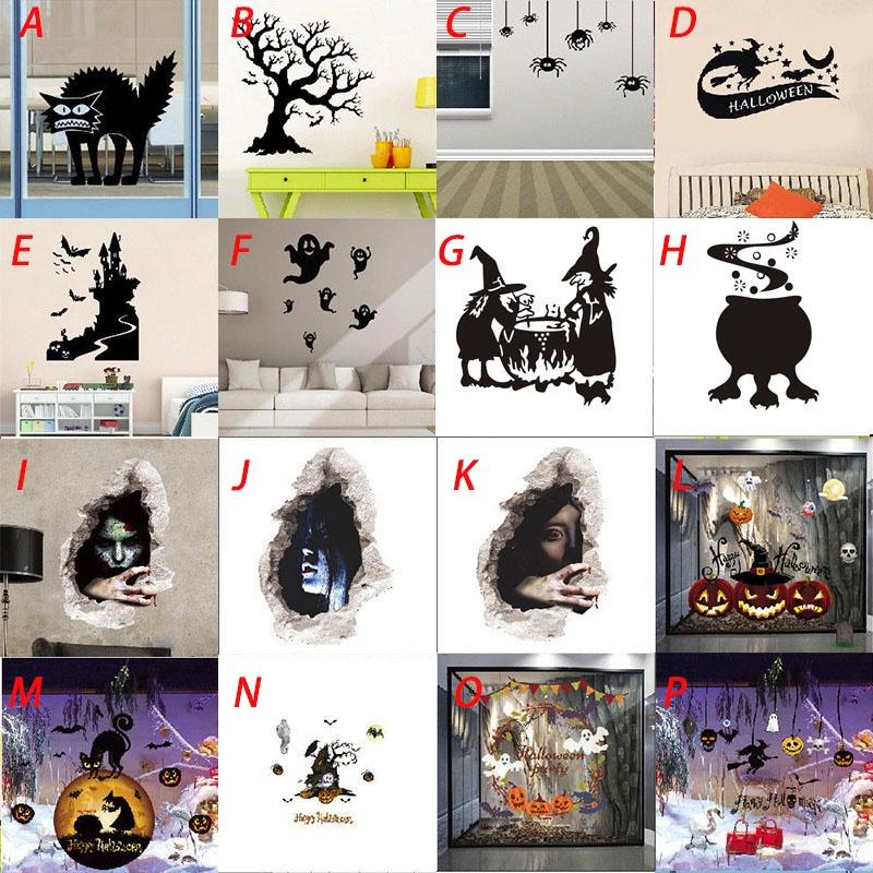 Halloween Diy Wall Stickers Window Vinyl Pumpkin Witch Decal Decor Artremoveable