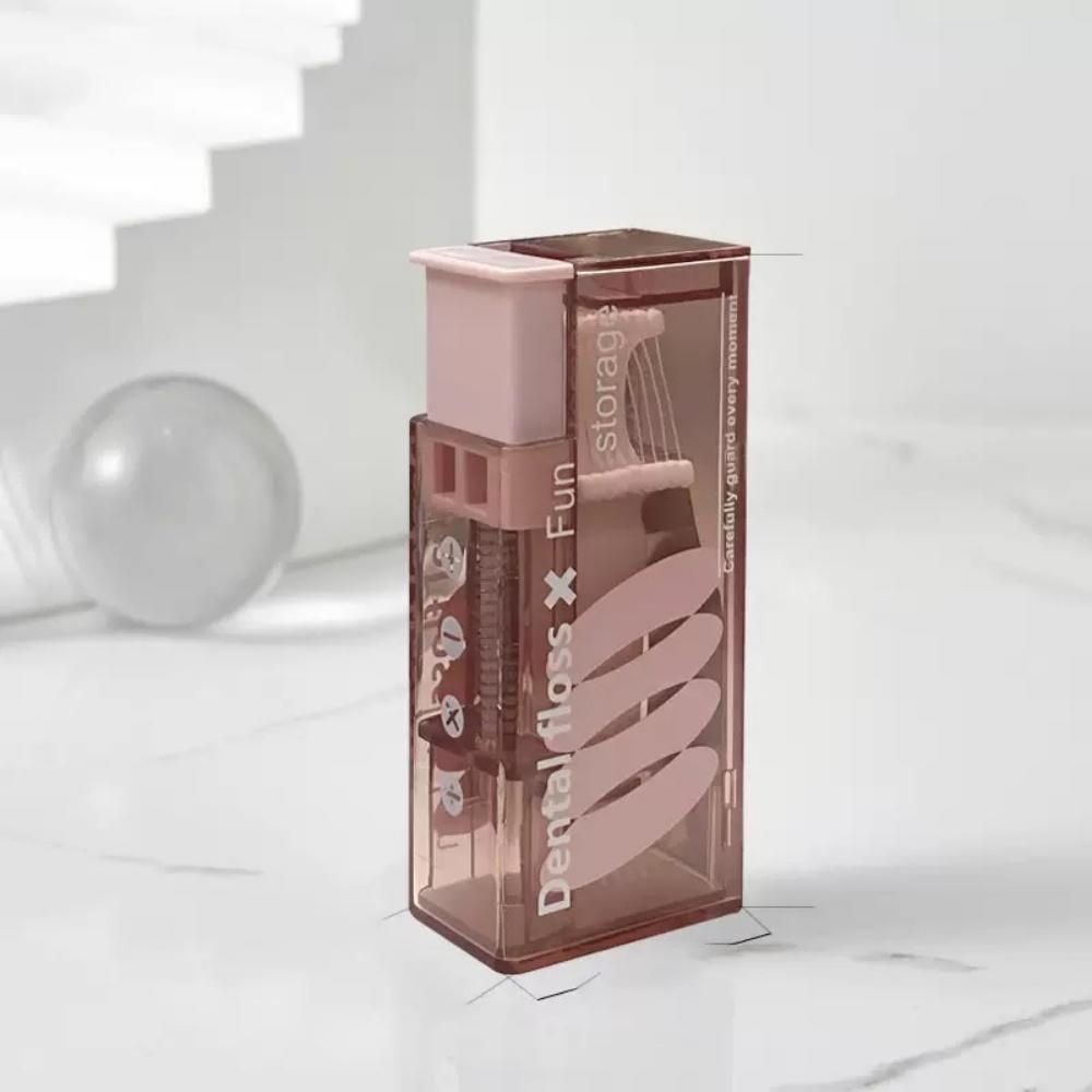 A floss pick storage box that pops out by pressing, floss pick dispenser, and a travel floss pick storage box (containing 10 flo