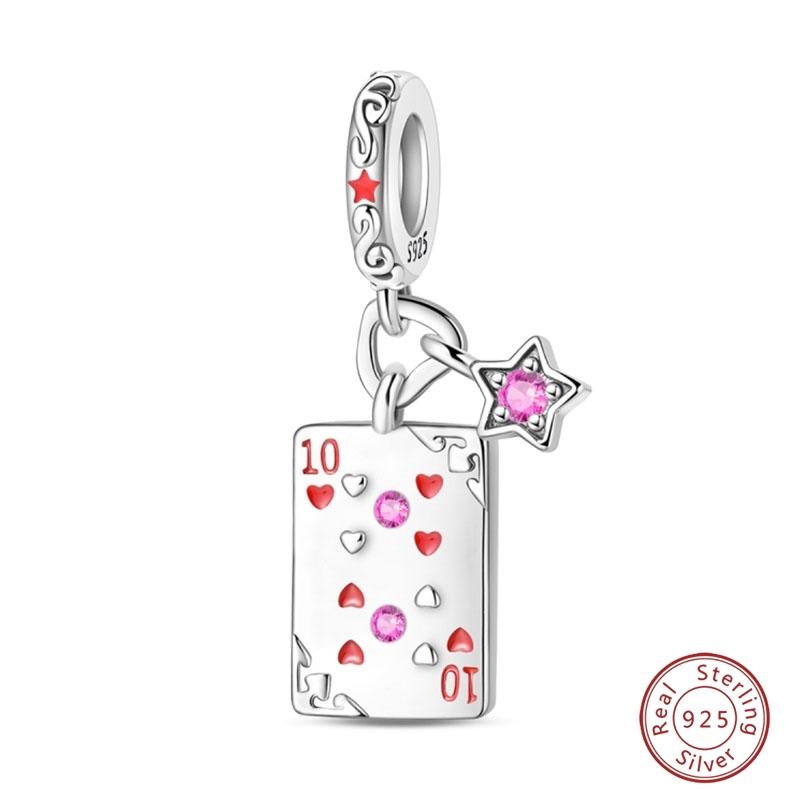 Argent S925 Chat Citrouille Carte à Jouer Ours de Diplôme Cheval de Mer 3mm Breloques Perles Design DIY Bijoux Fins