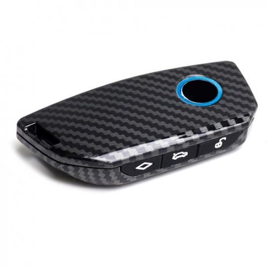 Black Carbon Pattern Plastic Key Fob Case Shell For New BMW Side Press Smart Key