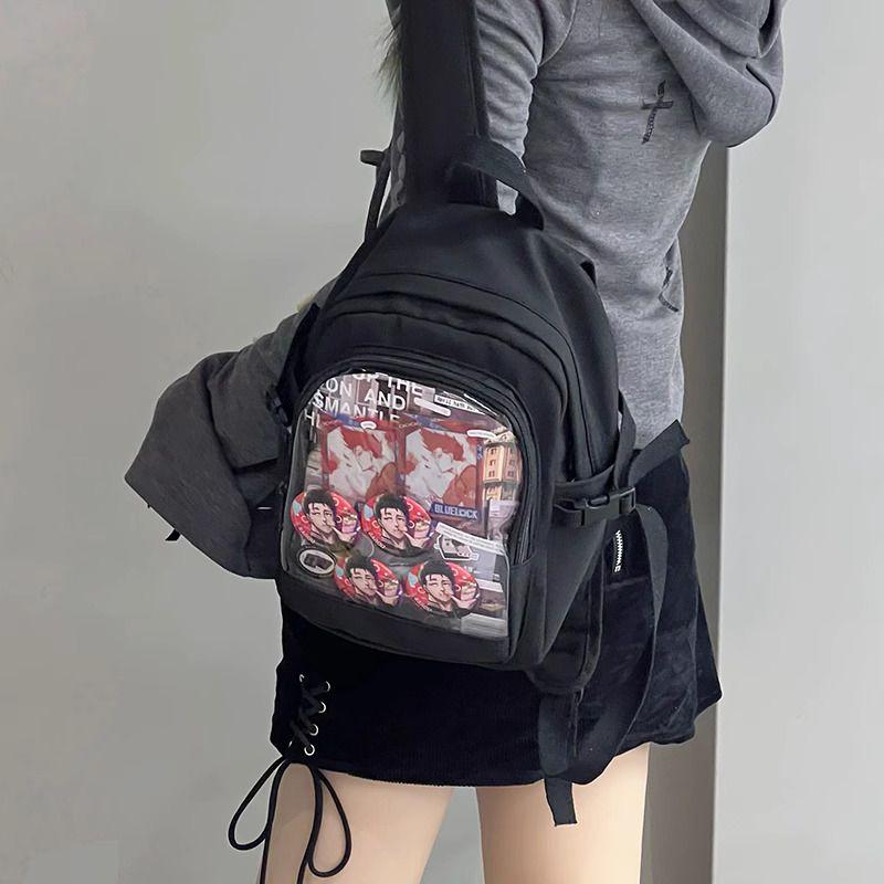 Daily Transparent Badge Y2K Ulzzang Ita Bag for Girls Harajuku Women's Beautiful Kawaii Backpack Casual Sweet Cute School Bag