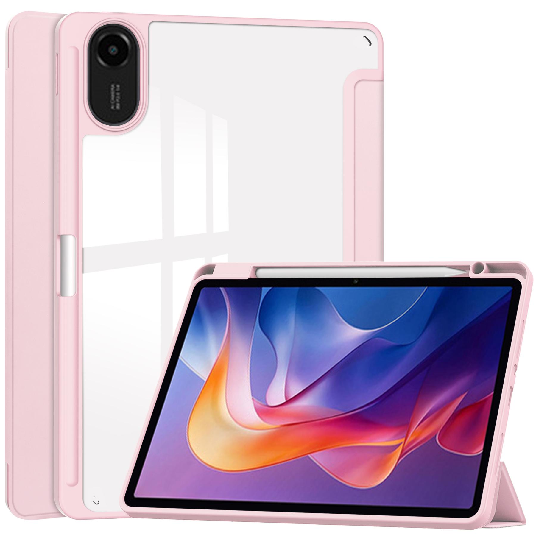 

Чехол для Xiaomi Redmi Pad 2 Прозрачный акриловый кожаный чехол для планшета Поддержка автоматического сна/пробуждения Pink