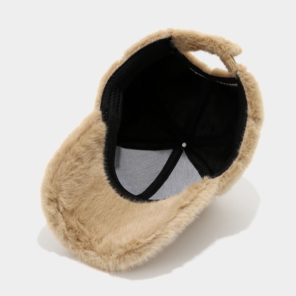 Ins New Style Solid-Color Long-Plush Vacation-Style Warm Hat - Women's Trendy Autumn  Winter Outdoor Versatile Baseball Cap
