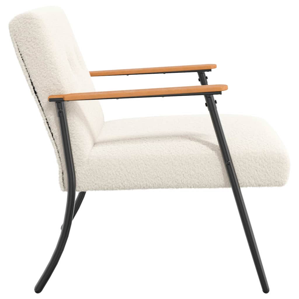 Armchair Cream Textured Wool Like Fabric
