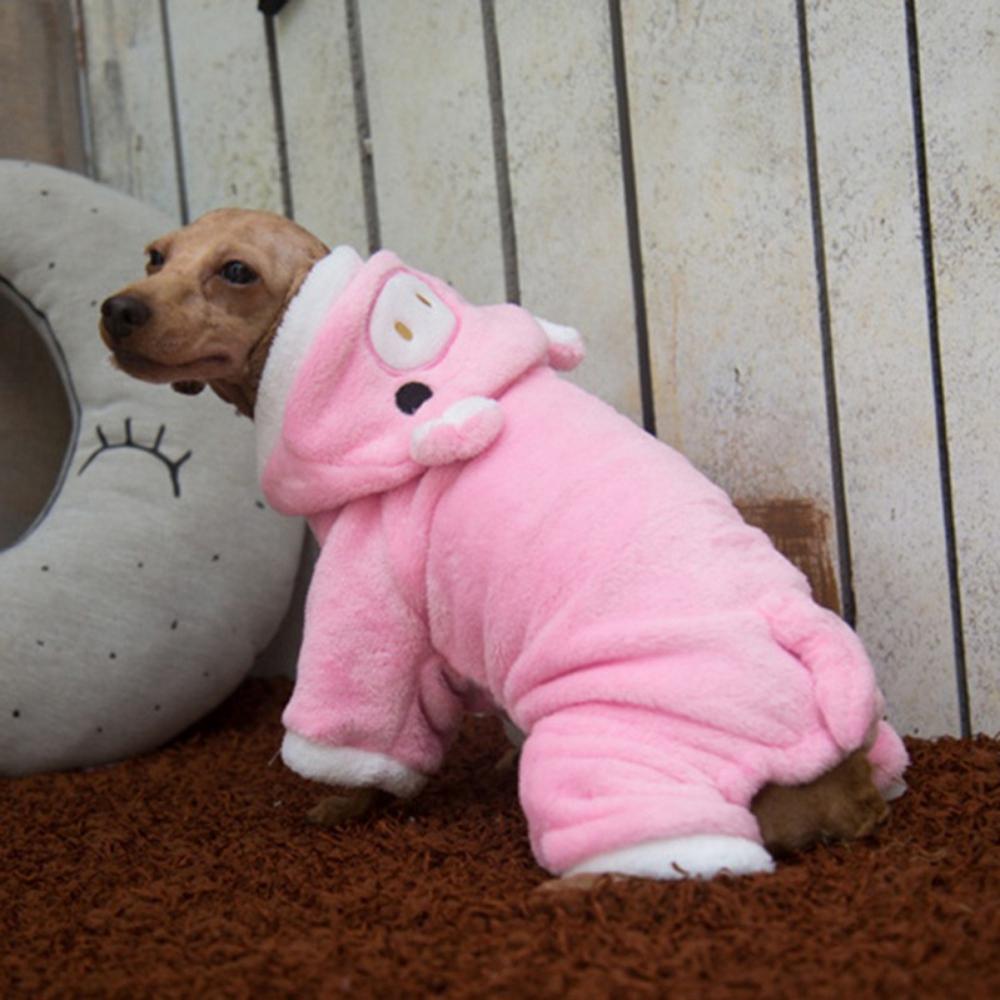 Winter Warm Dog Clothes Pink Pig Cosplay Costume Pet Dog Coats Four Feet Jumpsuit Pet Dog Warm Coat