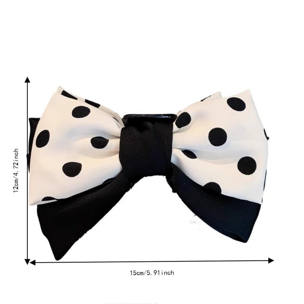Elegant Polka Dot Bow Clip Bowknot Grab Hair Clip Fashion Ponytail Hair Clip for Women