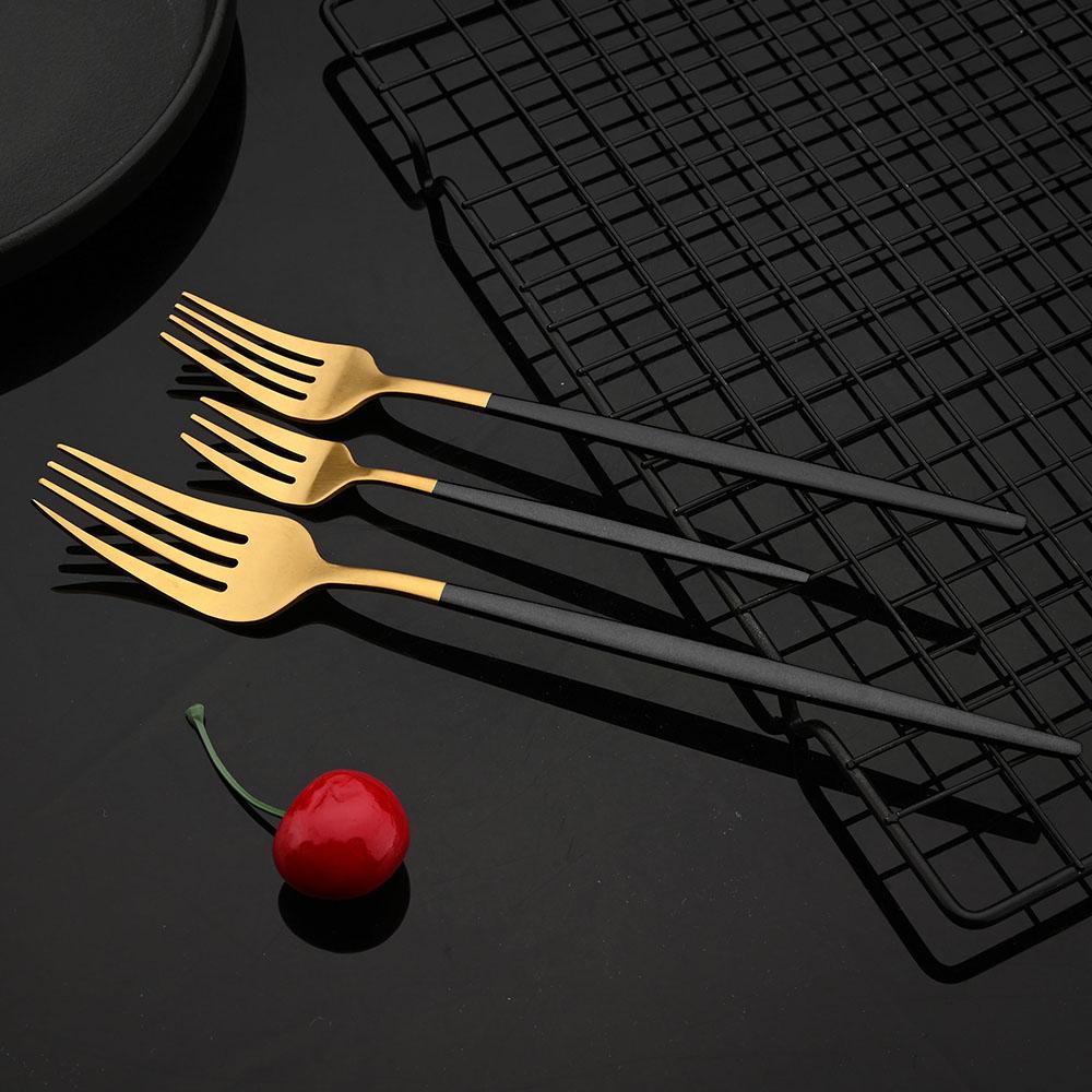 Tableware Stainless Steel Black Gold Flatware Cutlery Set Dinnerware Dinner Knife Coffee Spoon Fork Salad Fork Spoon Silverware