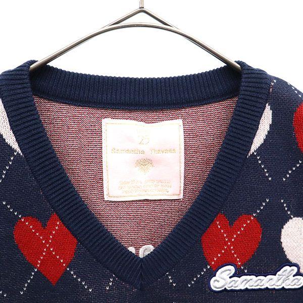 Samantha Thavasa Heart Golf Knit Vest S Navy Women Used