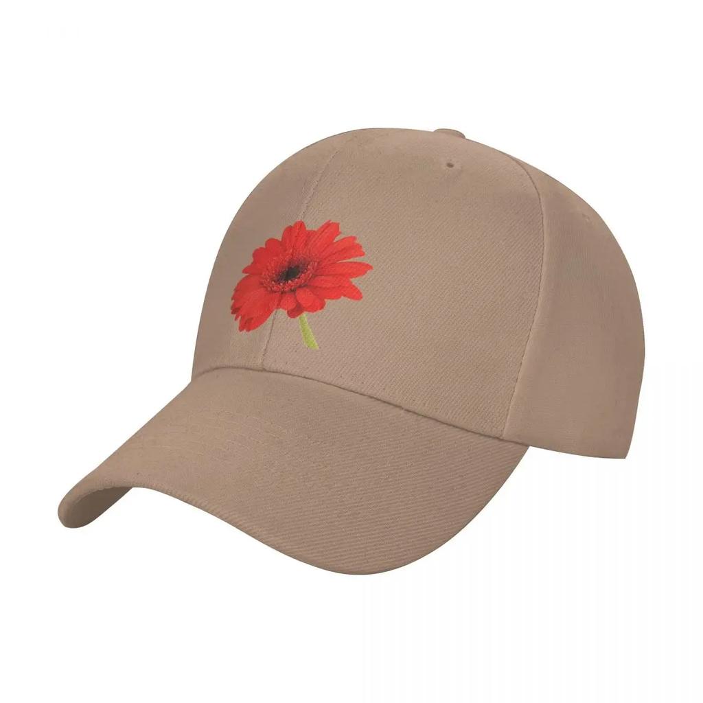Red Gerbera Daisy Baseball Cap Hat Man For The Sun Trucker Hat Luxury Cap Mens Baseball Womens