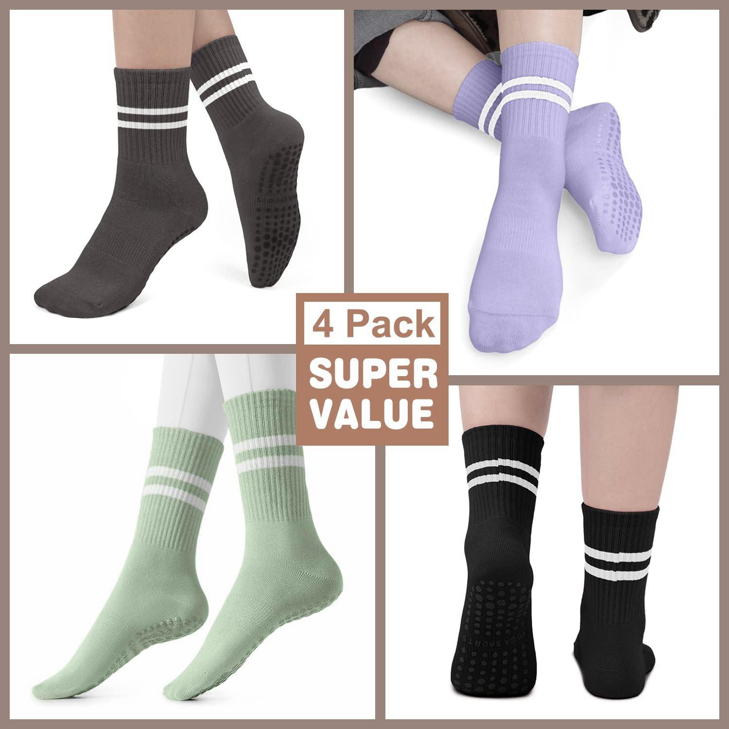 

4 пары носков для пилатеса. Носки для йоги с ручками для женщин. Нескользящие носки для занятий спортом, балетом, танцами, тренировками, в больнице. One Size