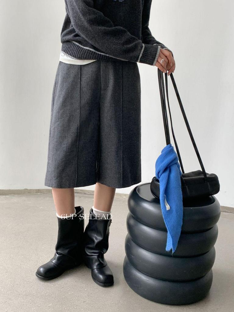 6UP Autumn Korean Wool Plaid Slimming Textured Casual Women's Shorts