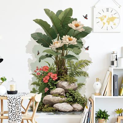 Large Botanical Wall Sticker Self-Adhesive Green Plants Wallpaper for Living Room Decor Home Wall Decal Peel and Stick Wall Art
