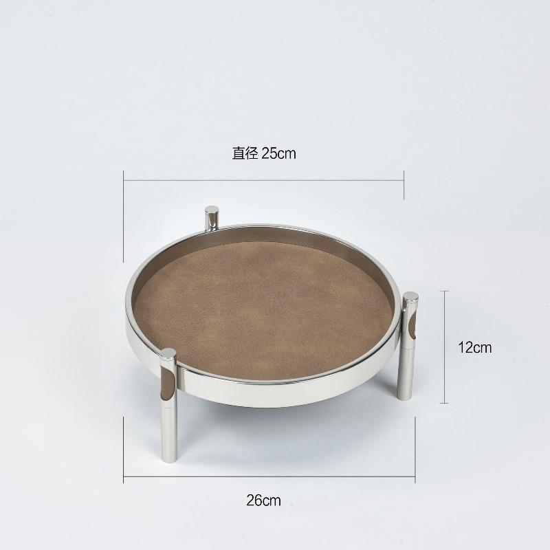 

Stainless Steel Leather Tray High Foot Storage Tray Jewelry Trays Cake Stand Display Stand Refreshments Trays Dessert Plate