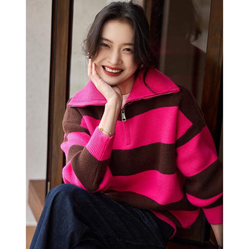Demana Rosehip Jam Striped Knit Sweater for Women