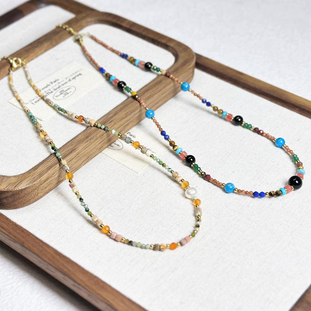 Vintage Holiday Beaded Necklace - Colorful Dopamine Clavicle Chain, Light Luxury Niche Design for Women
