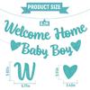 Welcome Home Baby Boy Banner - It's a Boy Baby Shower Decor, Little Sweet One Gender Reveal Baby Shower Decorations Blue Glitter