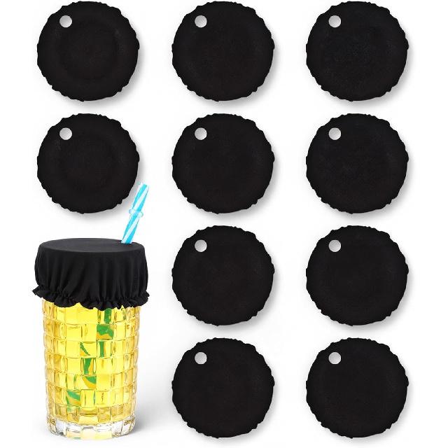 SHENLIU 10PCS Drink Cover Scrunchie with Straw Hole, Drink Covers Scrunchies Elastic Cup Glass Cover Reble & Washable Drink Spiking Prevention for