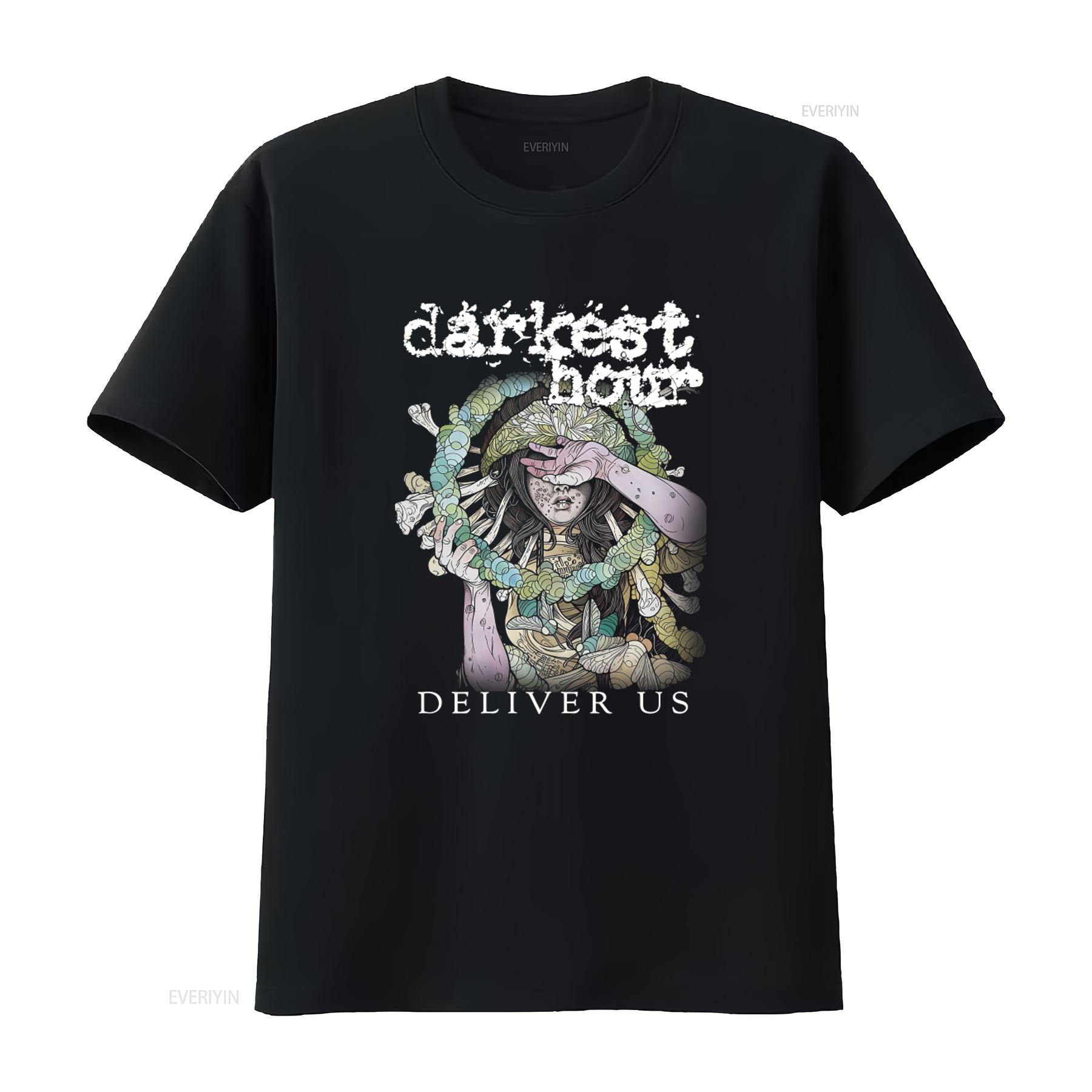 

Mens Darkest Hour Deliver Us T Shirt Small Black with Unique Art Print vintage Washed Stretched Top For Everyday Wear 4XL