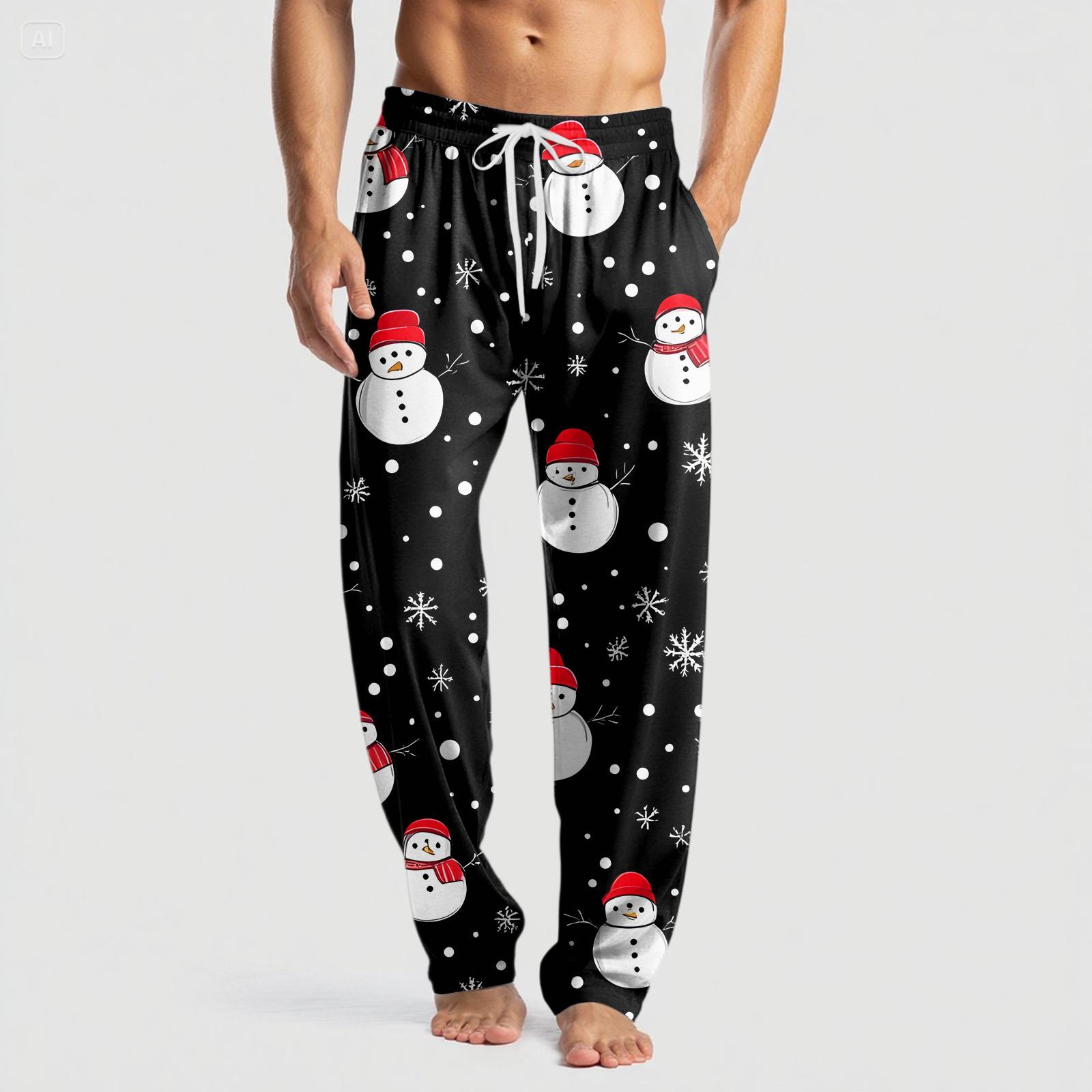 

Мужские вязаные модные брюки с принтом, карманами, повседневные, пижамные XL чёрный