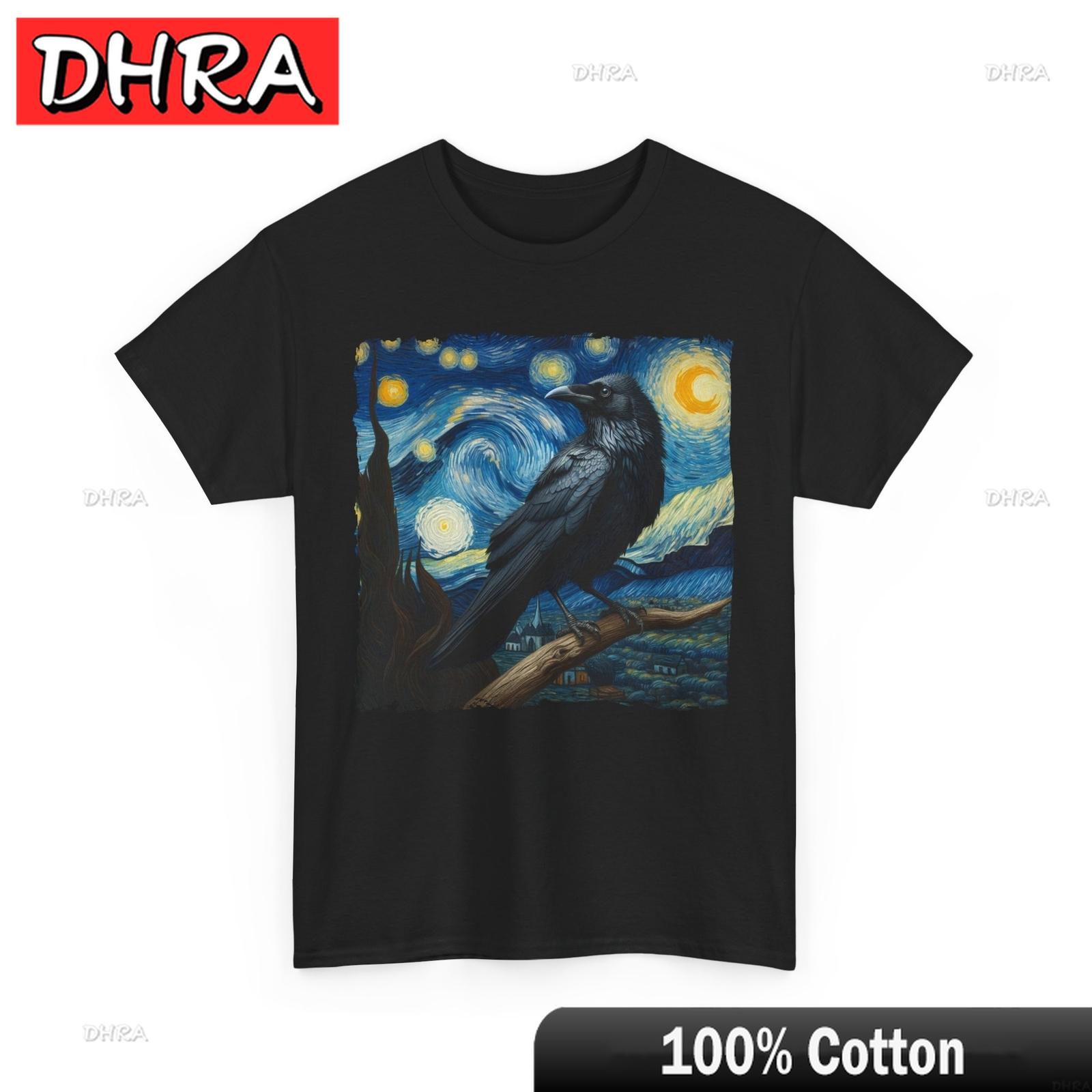 

Raven Starry Night Impressionist Painting TShirt Inspired By Starry Night Minimalist Cool Fresh Tshirts Comfy Classic Cute Tee 4XL