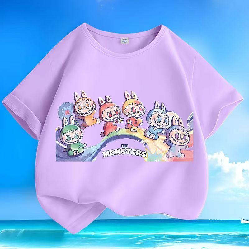 

Детская футболка Labubued с 3D-принтом, смешной топ с коротким рукавом для мальчиков и девочек, повседневная одежда, летняя милая одежда с коротким рукавом, подарок 120