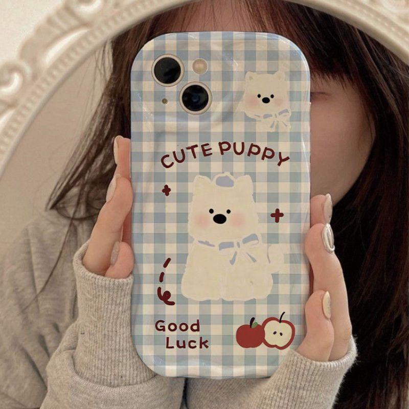 Cute Puppy Pattern Wave Phone Case for IPhone 15 14 16 13 12 11 Pro Max 15 14 16 Plus IPhone 15 16 Pro Shockproof Phone Case