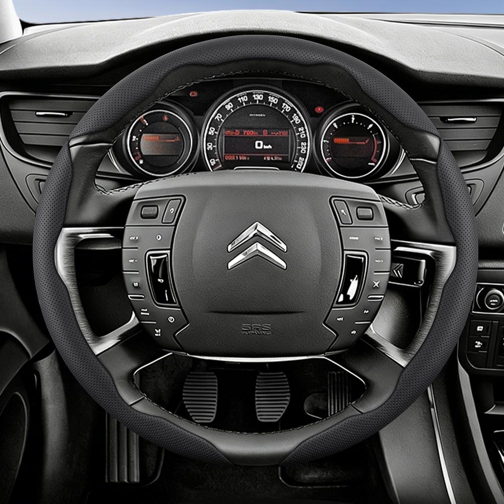 Suitable for Citroen Breathable Leather Steering Wheel Cover with Segmented Quick-Release Design, Non-Slip and Durable, for Models Such as C3, C4 X, B