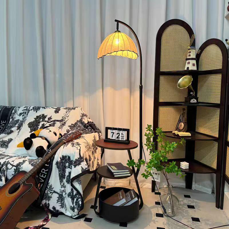Chinese-Style Decorative Floor Lamp with Integrated Storage for Living Room or Bedroom