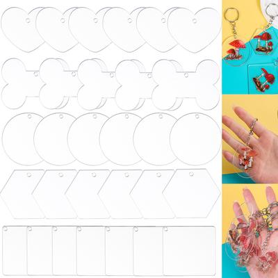 10pcs/Lot Clear Blank Acrylic Multiple Shapes Keychain Pendants for DIY Jewelry Making Craft Key Chain Bag Hanging Ornaments