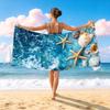 Beach Theme Beach Towel Starfish Shell Printing Microfiber Quick Drying Absorbent Large Bath Towel
