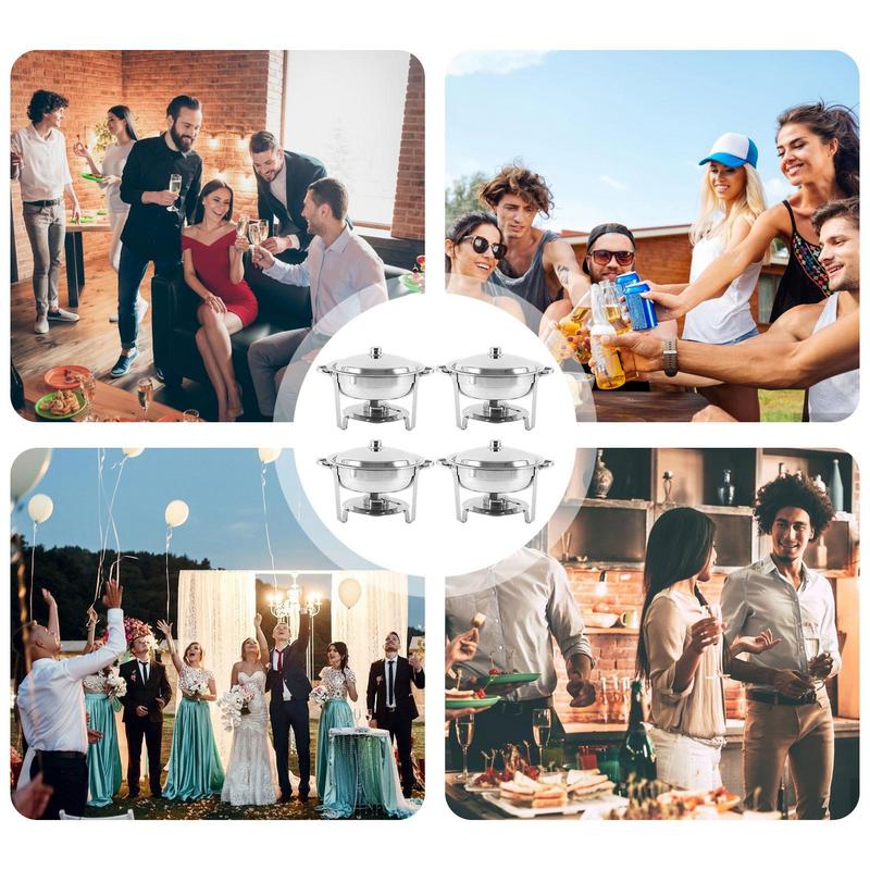 Chafing Dish Buffet Set Stainless Steel Buffet Chafer Buffet Servers With Lid & Holder Set Of 4 Detachable Food Trays Buffet