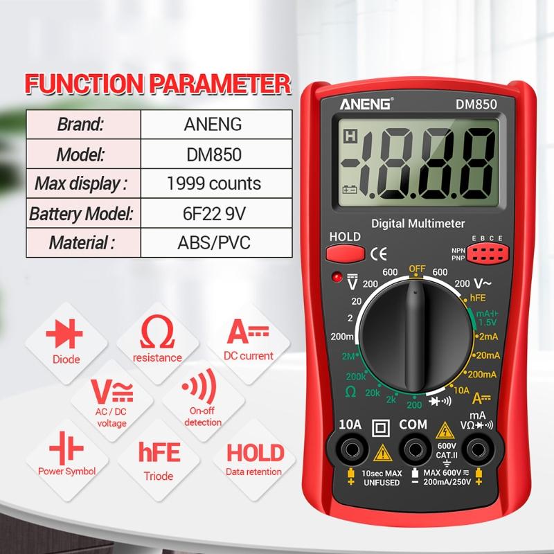 A-neng Dm850 Automotive Multimeter Rms Multimeter Voltage for Smart Voltmeter Pliers Amper Capacimeter Electric Tools
