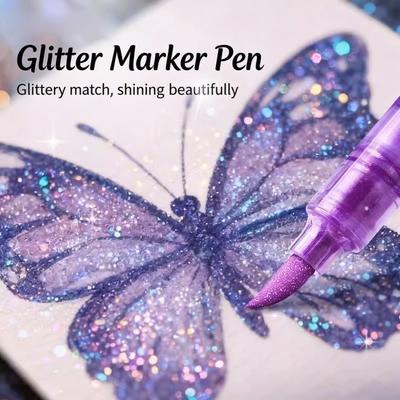 96/72/48/24 Colors Dual-Tip Glitter Marker Set -Fine-Point Watercolor Pens with Vibrant Colors, Greeting Cards, Mugs, Wooden DIY