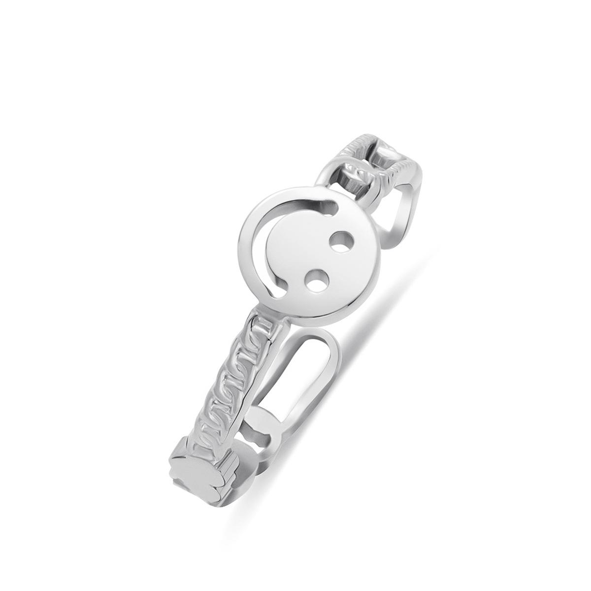 Модное корейское женское кольцо из нержавеющей стали с рисунком смайлика, титановое стальное открытое кольцо, не выцветает, украшение для руки Opening adjustable