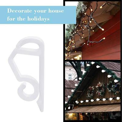 Christmas Light Clip Outdoor Gutter Hook Weatherproof Outdoor Light Clip Holiday Light Clip for Decoration(White)
