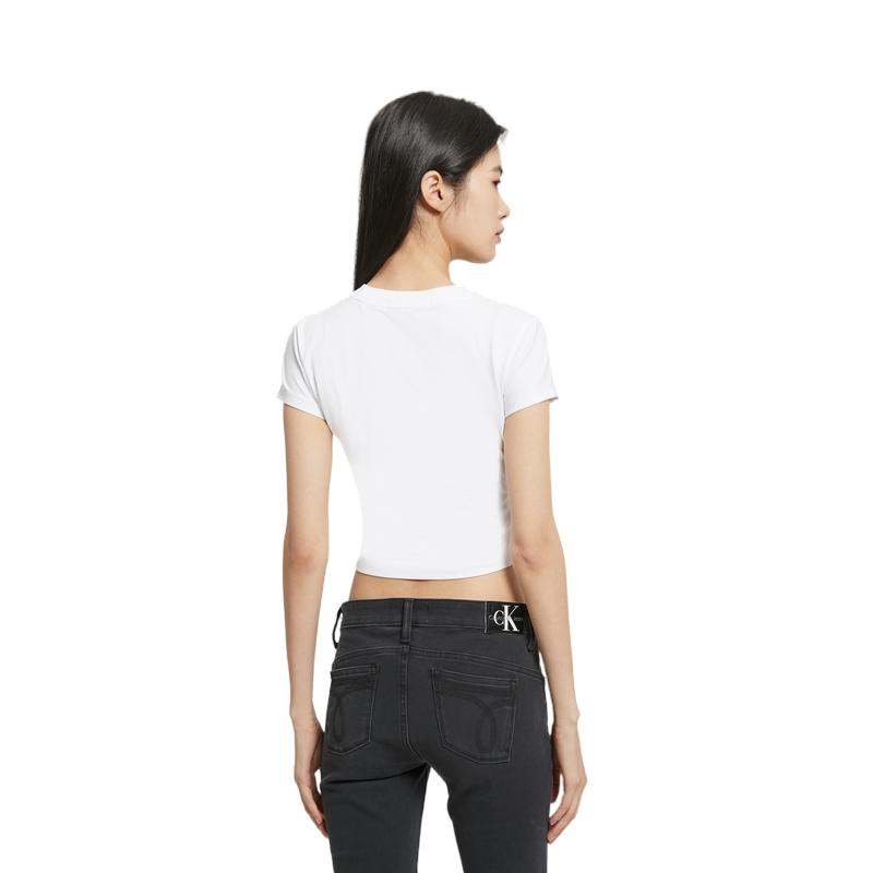 Calvin Klein SS23 Letter Print Crew Neck T-Shirt Women Tops White J221172-YAF