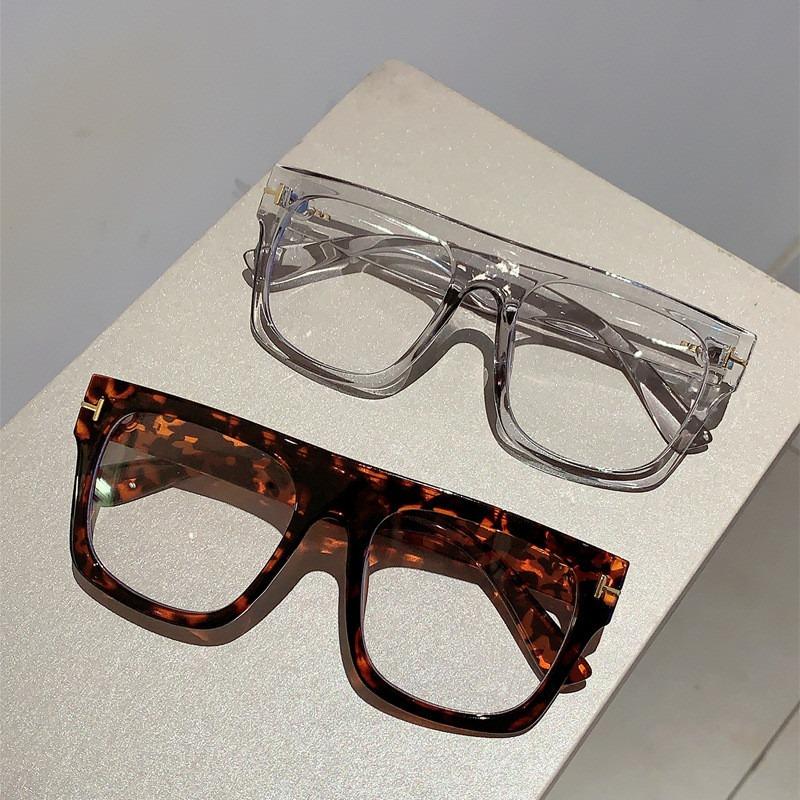 Simple Retro Thick Frame Square Anti-Blue Light Flat Glasses Trendy Unique Glasses Frame