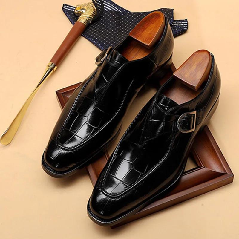 

Мужские туфли Slip-On Black Crocodile Pattern кожаные мокасины Мужские туфли для офиса Свадебные туфли для мужчин мокасины 38